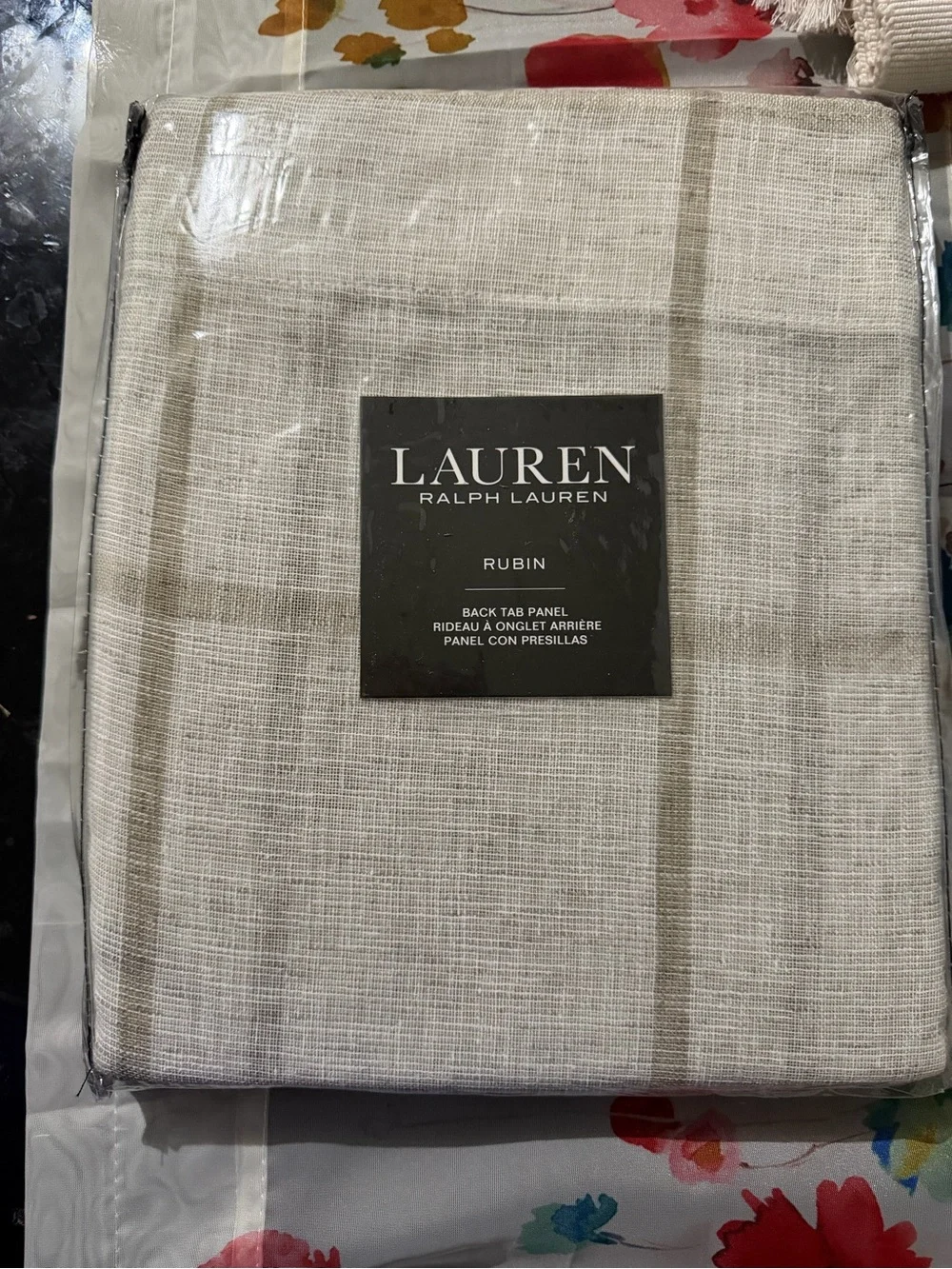 Ralph Lauren Rubin Back Tab Panel Curtain in Beige and Cream Stripe